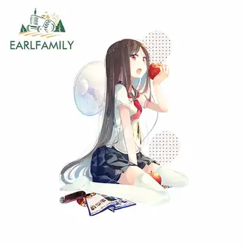 

EARLFAMILY 13cm x 9.4cm For Anime Girl Windshield Car Stickers Auto Air Conditioner Decal Waterproof Funny For JDM SUV RV