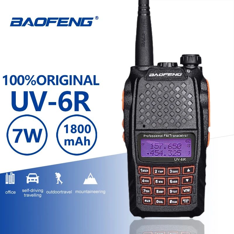 Baofeng UV 6R оранжевый клавиатура 7 Вт иди и болтай Walkie Talkie UHF VHF двухполосный УФ