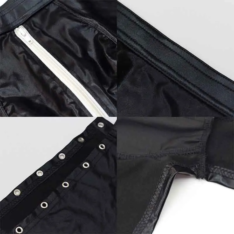 7 sexy-men-leather-lace up-wetlook-lingerie-pvc shorts-clubwear-underwear