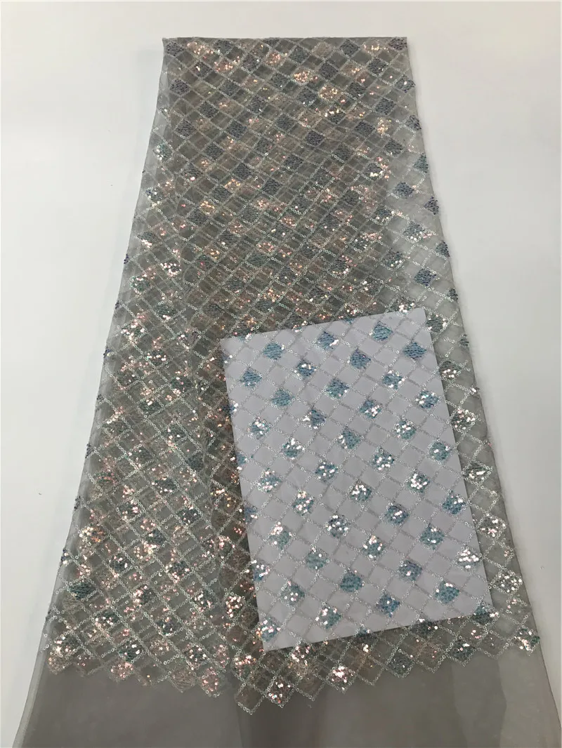 

Latest Nigeria Mesh Fabric with Sequins Lace Fabric 2019 Newest French Tulle Lace Fabric For dress