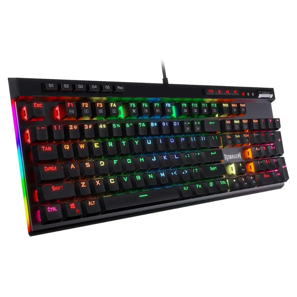  Redragon K580 VATA Mechanical Gaming Keyboard RGB LED Backlit 104 Keys Anti-Ghosting Macro Keys Blu