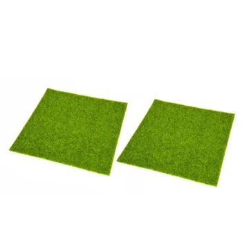 

NEW-DIY Mini Fairy Garden Simulation Plants Moss Decorative Lawn Turf Green Grass Mini Landscape Decoration-2Pcs