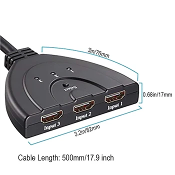 

HDMI Splitter 1080P HD Switch TV Adapter Cable 3 In 1 Out