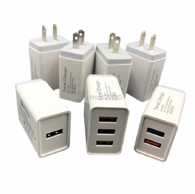 Быстрая скорость зарядное устройство 3 2 1 Usb порт США ЕС 2.4A AC адаптер питания настенное зарядное устройство для iphone 7 8 11 Ipod samsung android phone pc mp3