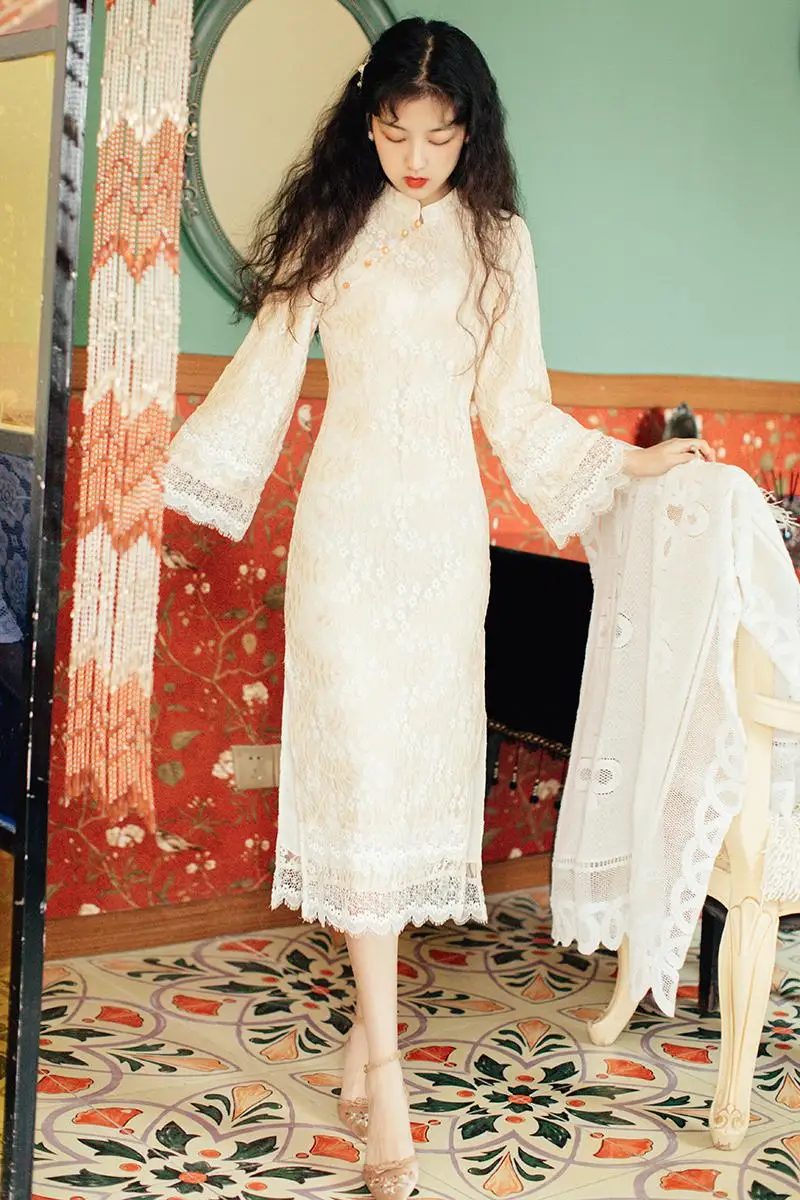 The spring and autumn period and the new Chinese girl dress young sweet cheongsam modified dress