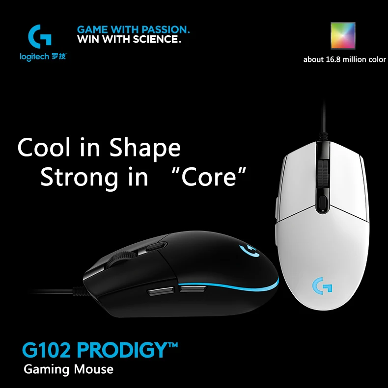 Logitech G102 игровая Проводная Мышь 6000 точек/дюйм оптическая RGB светодиодные огни проводной Мышь для Windows 10/8/7/Vista настольных ПК, подтвержденная