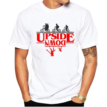 

LUSLOS cotton short sleeve casual loose o-neck men T-shirt Stranger Things casual summer cool T shirt loose tshirt tee shirts