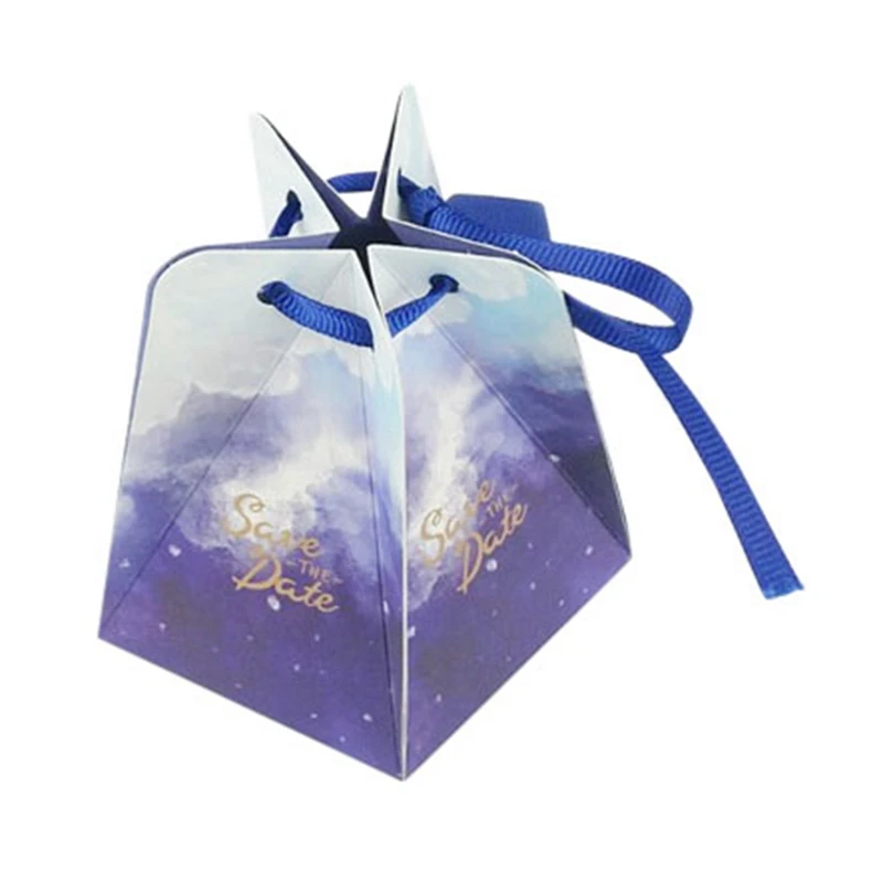 Small Unique Pentagon Gift Box Retro Paper Gift Box Portable Romantic Candy Gift Box For Wedding 50PCS