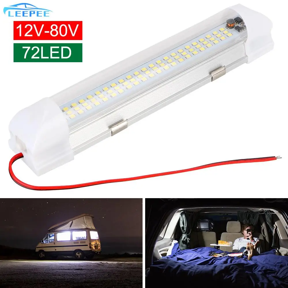 

For Outdoor Camping Reading Dome Ceiling Lamp ON/OFF Switch 72 LED Interior Light 12-80V for Car Truck Trailer Caravan Van Boat