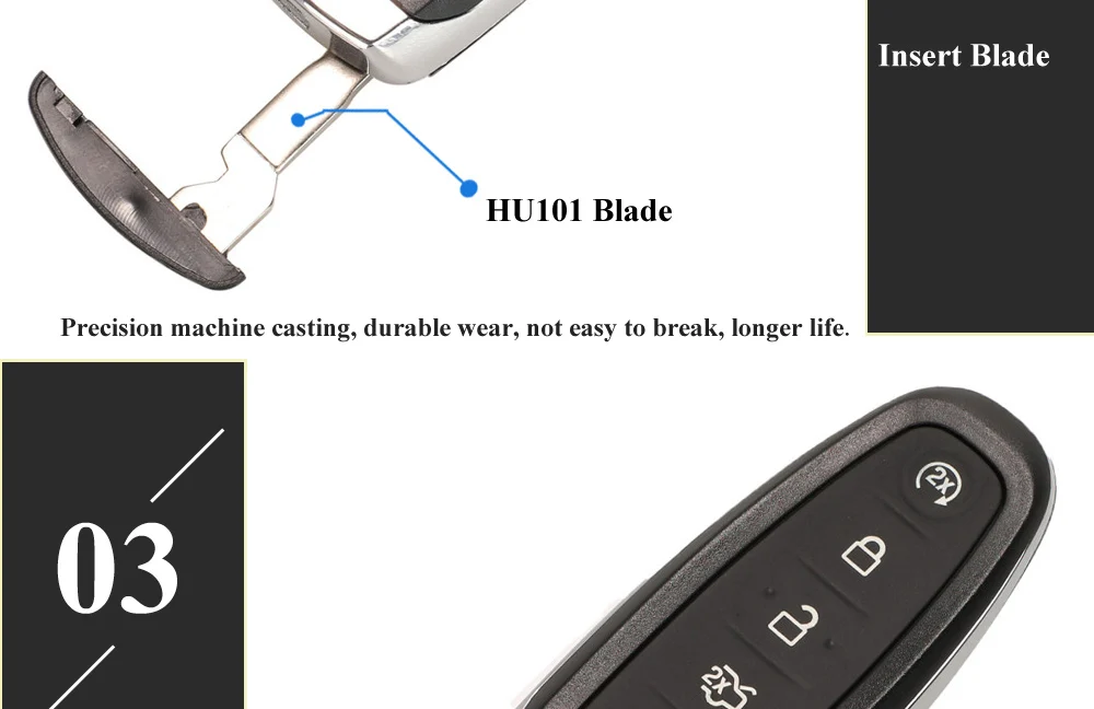 Keyforkess guscio chiave di ricambio per Ford Edge Escape Flex Explorer Taurus 5 pulsanti telecomando Fob custodia custodia FO38 HU101 lama - Hb89926d48dd549a7a83cb92bc51a6478L