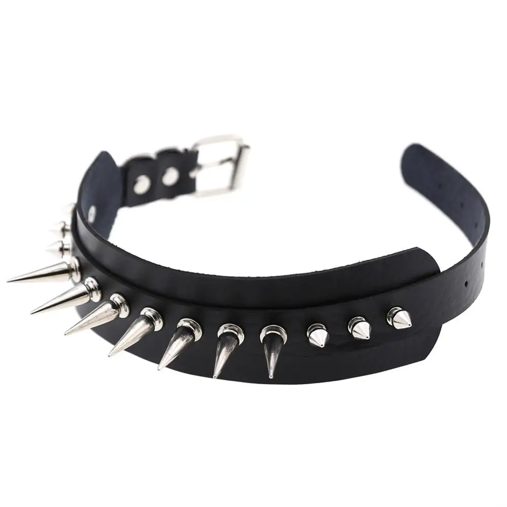 KMVEXO Punk Rock Gothic Leather Chokers for Women Mens Silver Spike Rivet Stud Collar Choker Necklaces Statement Anime Jewelry