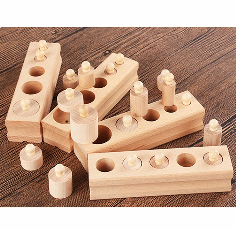 Российский склад, деревянные игрушки Монтессори, Обучающие цилиндрические блоки, Игрушки для развития ребенка