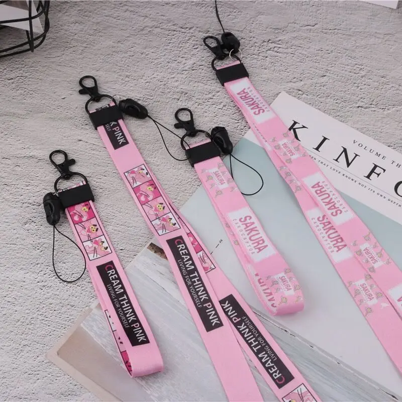

DIY ribbon bag for men and women mobile phone shell pendant key chain neck wallet animation cute patterns short and long