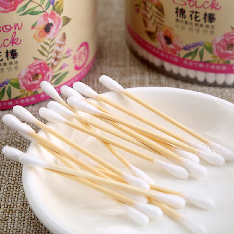 500PCS Disposable Bamboo Cotton Swab Sticks Makeup Buds Tip For Medical Nose Ears Cleaning Beauty Health 2