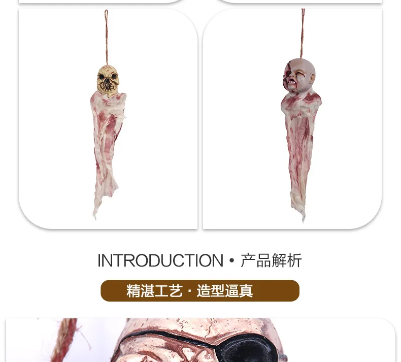 Halloween Ghost Horror Scary Hanging Skull Necklace Bar KTV Haunted House Skeleton Skull Head Decoration Decorative Props