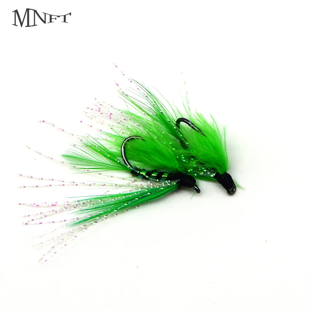 MNFT 10PCS 6 Green Flasher Holographic Streamer Fly Fishing Trout Lure
