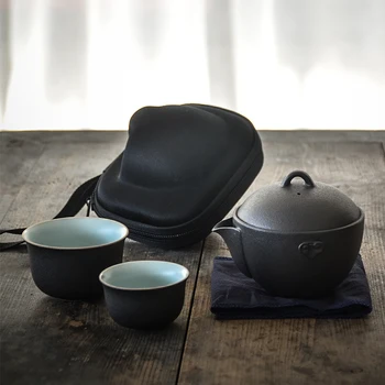 

LUWU ceramic teapots gaiwan with 2 cups a tea sets portable travel tea set drinkware