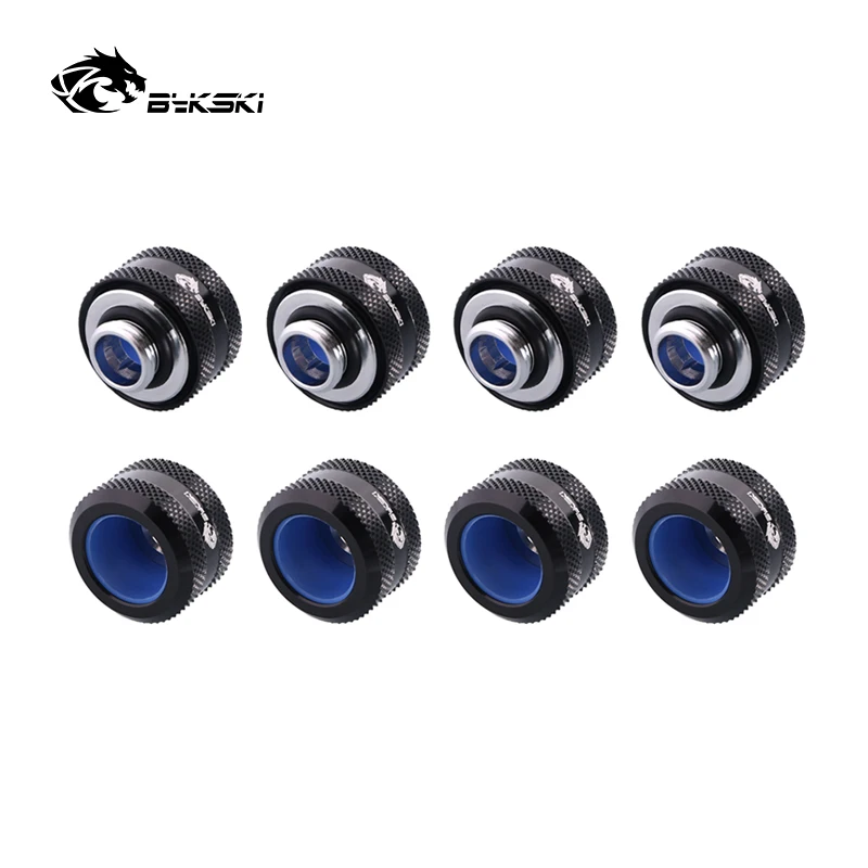BYKSKI 8pcs/lot OD12mm/OD14mm/OD16mm Enhanced Anti-off Rubber Hand Compression Copper Fitting G1/4' use for Hard/Rigidity Tube