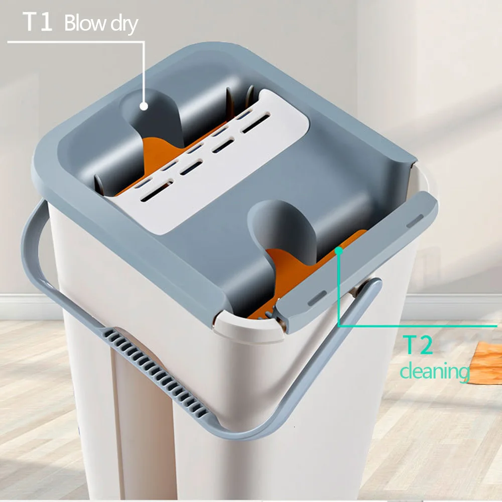 1pc Magic Cleaning Mops Free Hand Spin Cleaning Microfiber Mop With Bucket Flat Squeeze Spray Mop Home Kitchen Floor Clean Tools