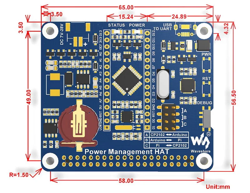 Waveshare шапка управления питанием для Raspberry Pi