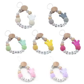 

Cute Baby Appease Pacifier Chains Handmade Silicone Anti-fall Clip Safe Teether