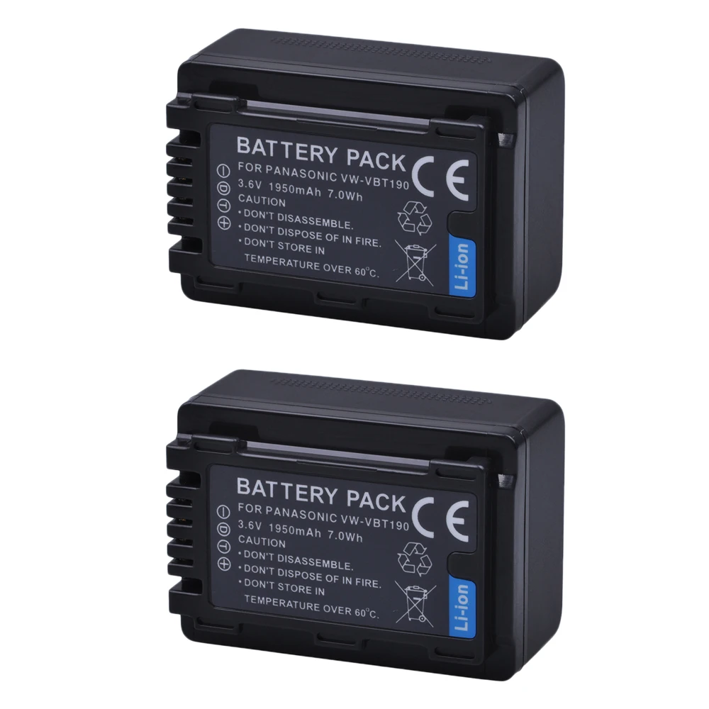 DuraPro 1950mAH VW-VBT190 Bateria VW VBT190 Battery For Panasonic VW-VBT380 VW VBT380 HC-V110 V130 V160 V180 V201 V210 V230 V250 rechargeable battery camera battery