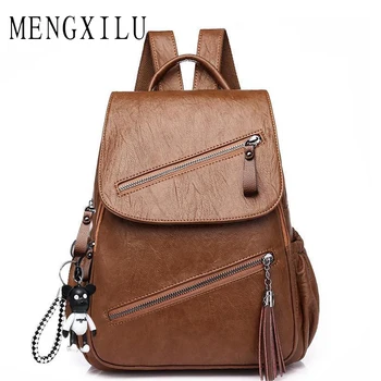 

Vintage Women Large Capacity Travel Backpacks 2020 High Quality Soft Leather Ladies Back Pack Mochila Feminina Girls School Bag