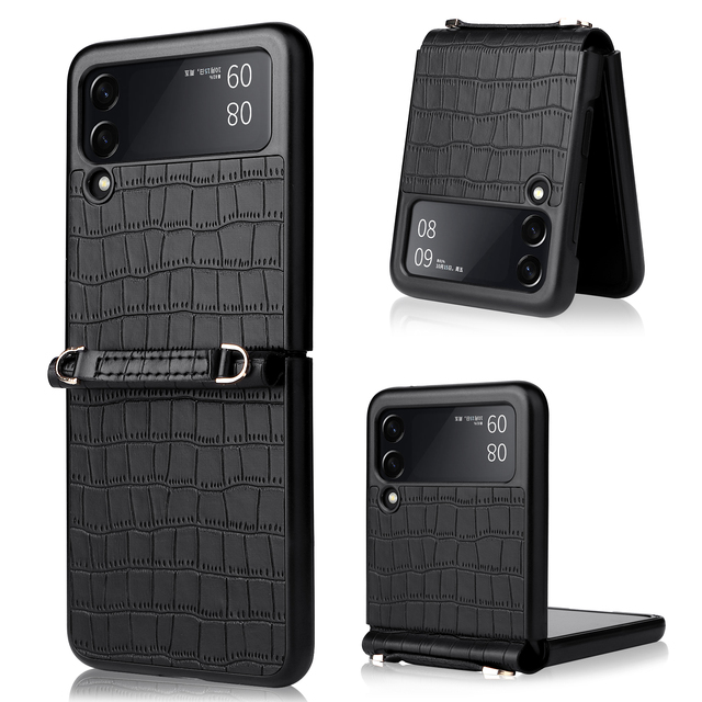 Leather Skin Folding Case for Samsung Galaxy Z Flip 3 5G Flip3 Anti-Slip Cell Phone Cover Fundas