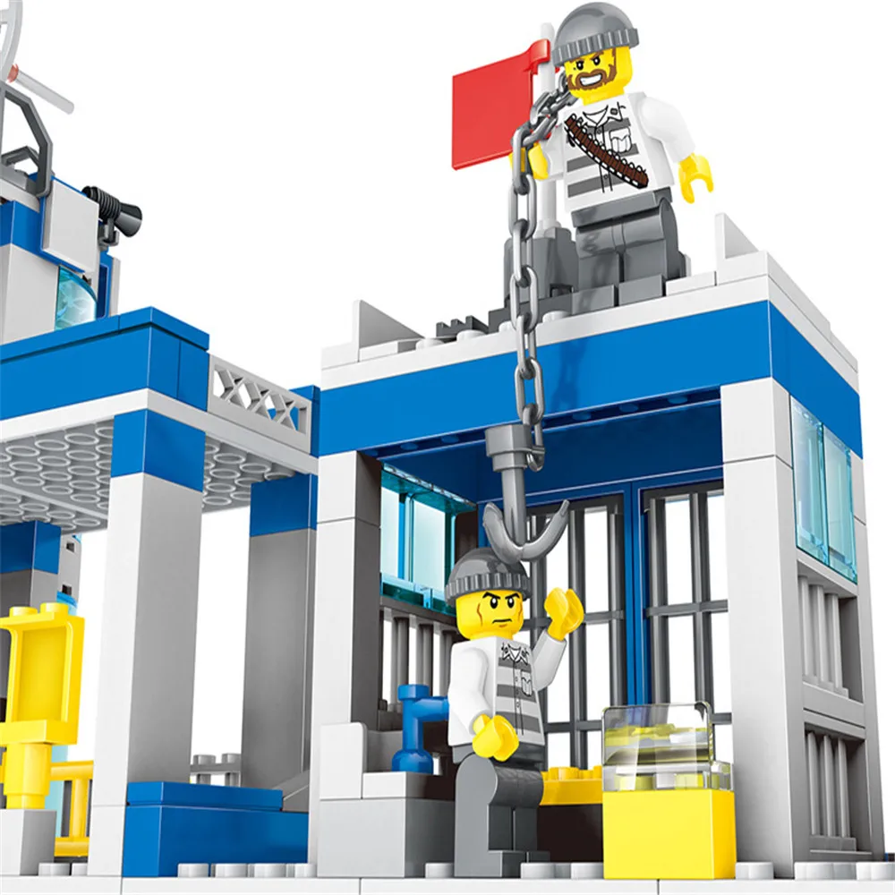 QL0200 Technic Развивающие игрушки для детей Leoglys городской полицейский участок строительные блоки фигурки лучший рождественский подарок для детей