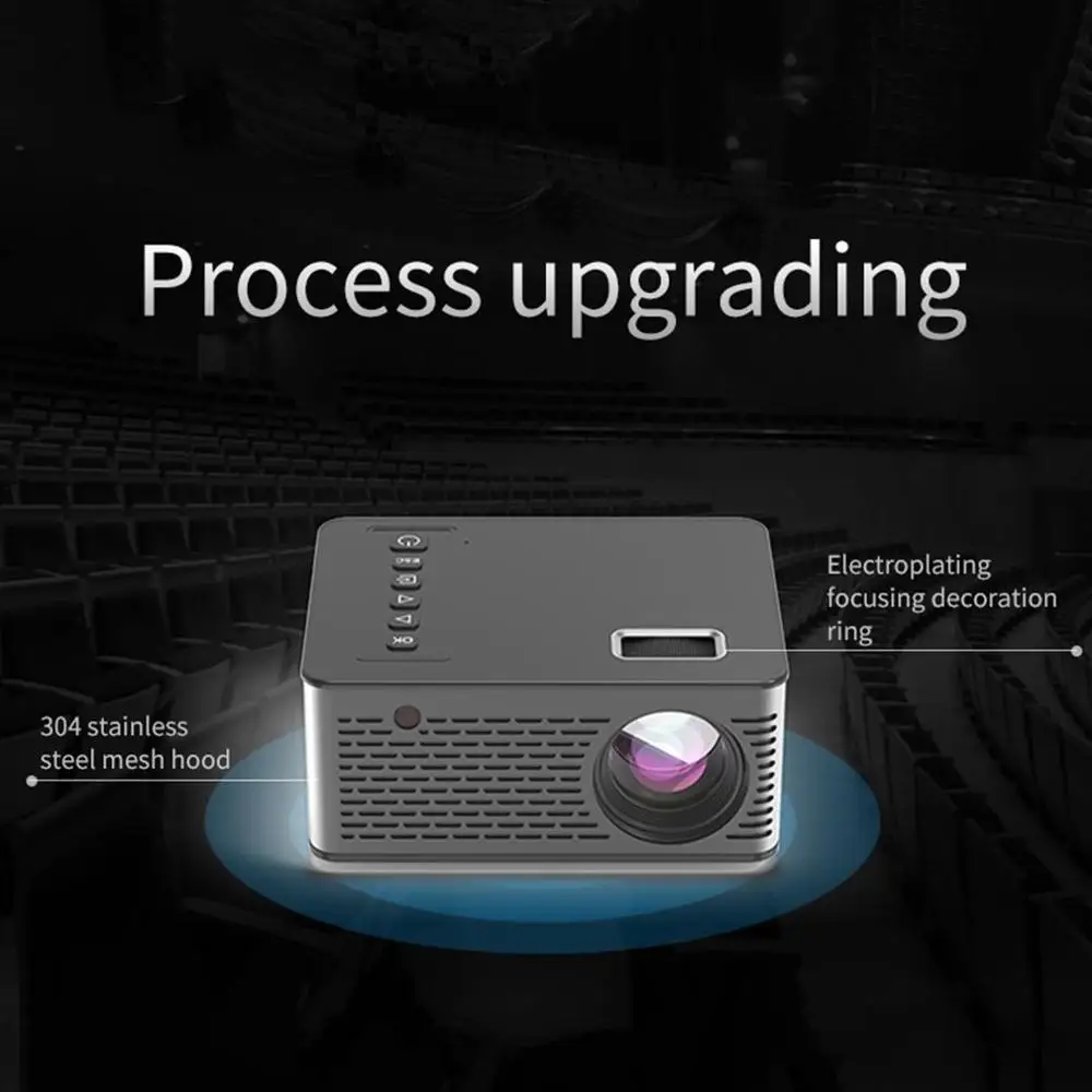  Mini Micro LED Cinema Portable Video HD USB HDMI Projector for Home Theater Short Focus Design T200