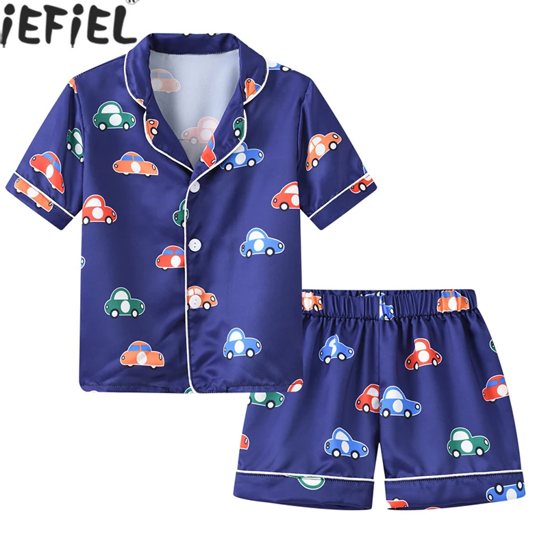 

Children's Pajamas Sets Summer Boys Girls Sleepwear Suit Kids Short Sleeve Cartoon Dinosaur Printed Tops+Shorts Nightwear Pajama