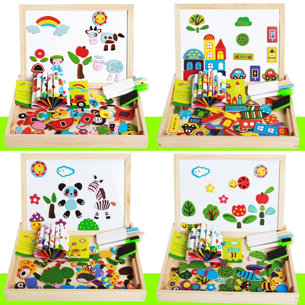 Яркие Красочные привлекательные деревянные животные насекомое Рисунок доска магнитная головоломка Детский обучающий игрушки в подарок на день рождения