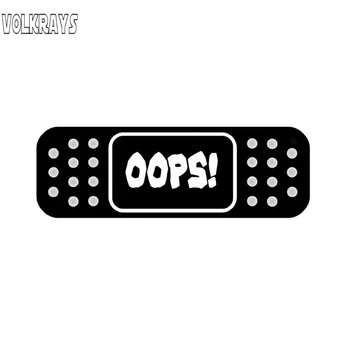 

Volkrays Creative Car Sticker Fun Oops! Band Aid JDM Accessories Reflective Cover Scratches Vinyl Decal Black/Silver,4cm*14cm