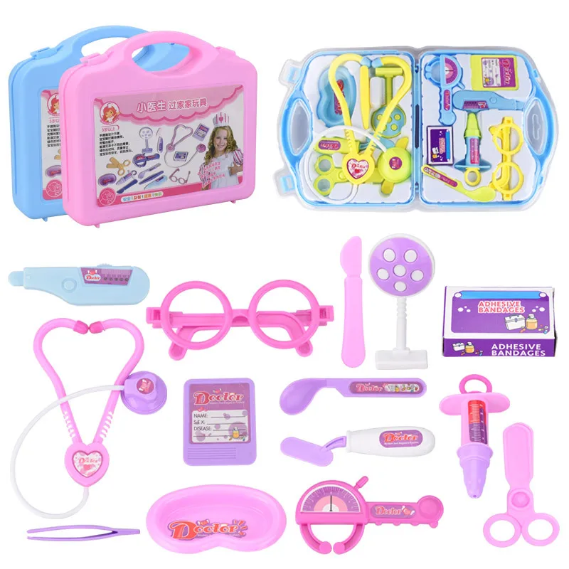 

Children's Play House little doctor model hand medical doctor set storage box toy fourteen-piece set