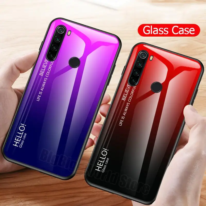 Чехол для Xiaomi Redmi Note 8 Pro 8A градиентное закаленное стекло роскошный силиконовый