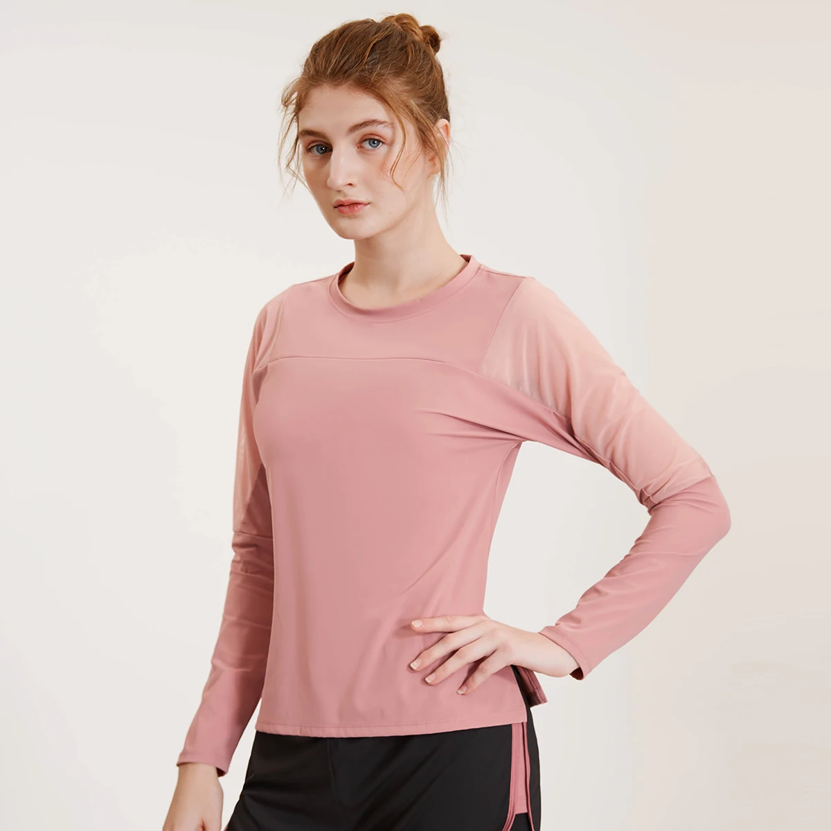 Vansydical Mesh Yoga Shirts Women Loose Sport Workout Training Tees Long Sleeve Fitness Running Tops