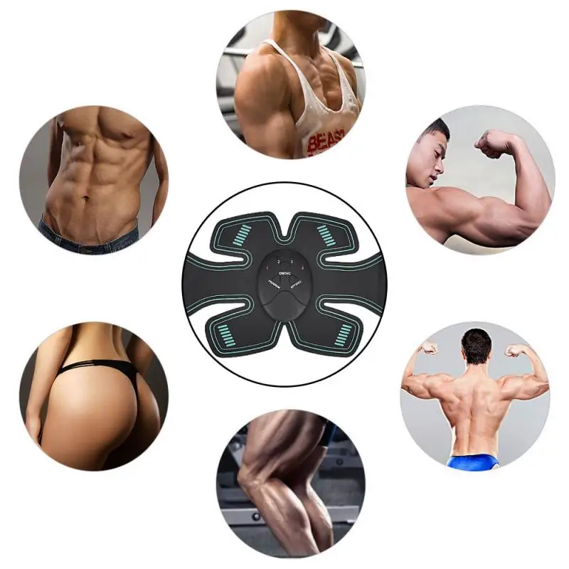 UnisexWireless мышечный Стимулятор, тренажер, умный фитнес, тренировка живота, электрические наклейки для снижения веса, массажер для похудения тела