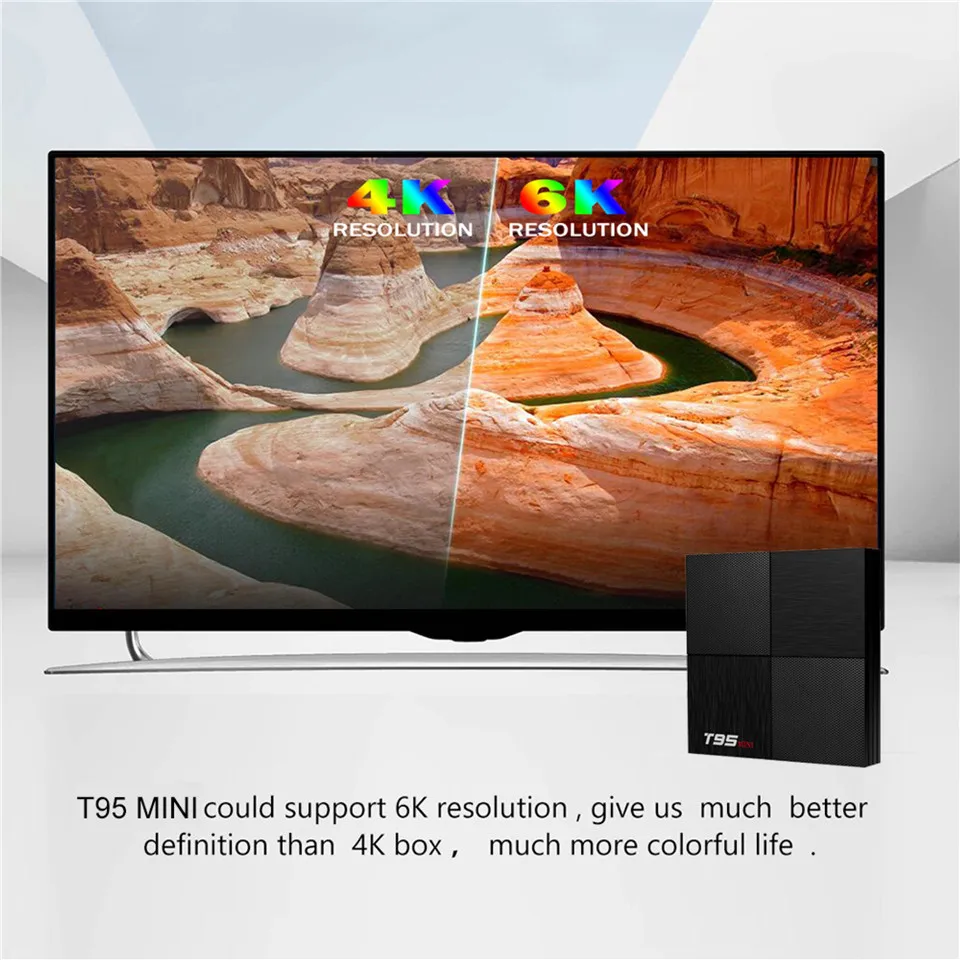 T95 мини пульт дистанционного управления ТВ коробка Четырехъядерный 6K HDR Android 9,0 коробка Smart Ultra HD 4G/32G wifi Google iptv декодер 4 медиаплеер