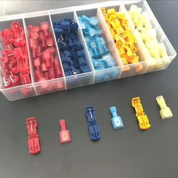 

120 PCS T Tap Electrical Connectors Quick Wire Splice Taps and Insulated Male Quick Splice Self-Stripping Disconnect Terminals