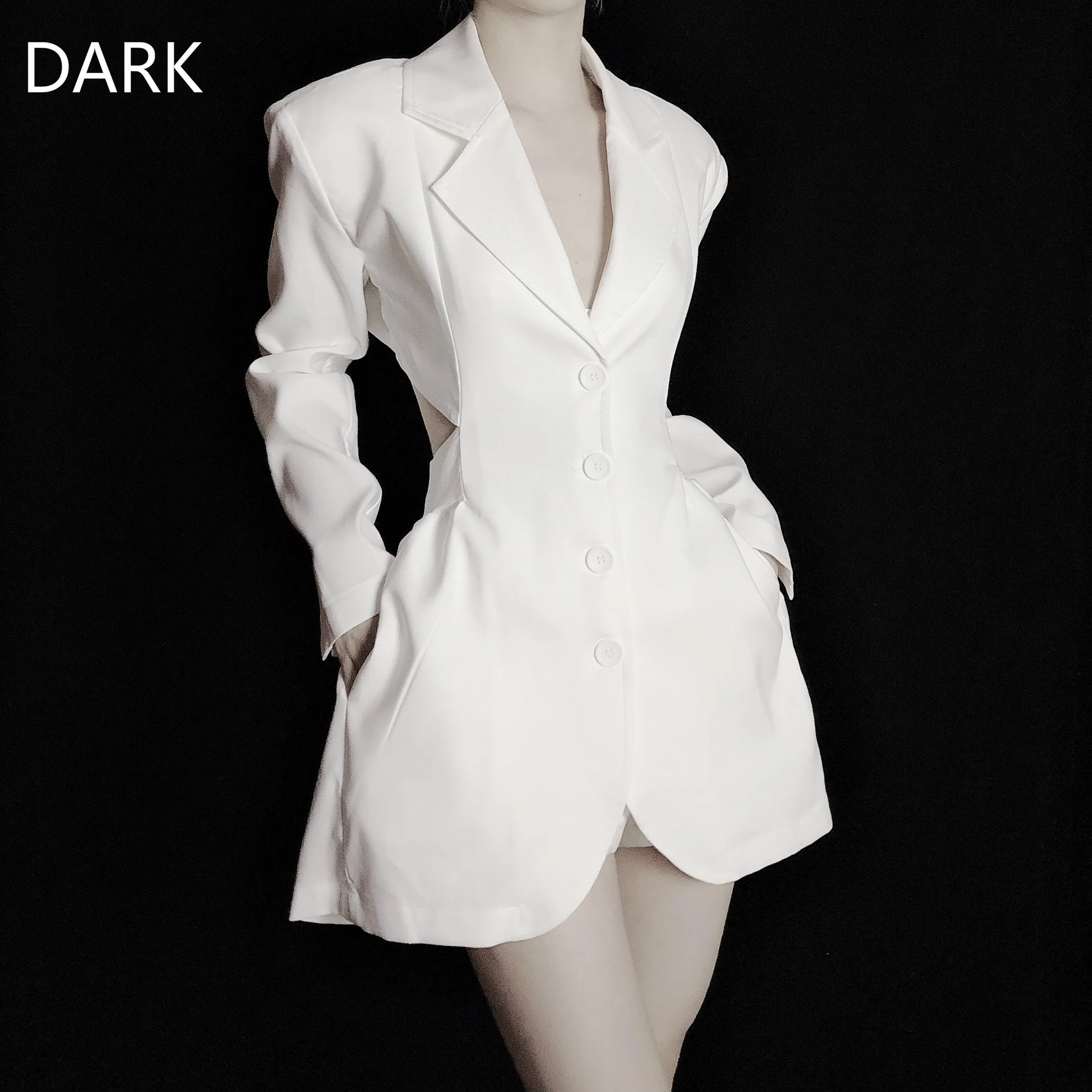 

[Dark] 2020 New Autumn Clothes Mid-length Slim Waist Hollow Slimming Suit Jacket Fashionable All-match Suit Women blazer