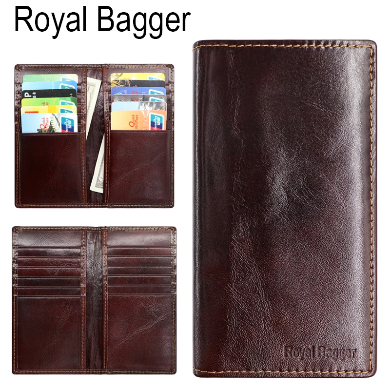 Brown Royal Bagger, супер хит, RFID, с зажимом для карт, натуральная коровья кожа, много карт, кошелек для мужчин, бизнес, повседневный кошелек, карман - Цвет: Brown