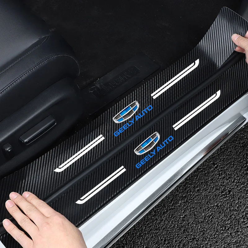 4ps Interior Carbon Fiber Threshold Strip For Parts Geely Serie Coolray Atlas Pro Accessories Stickers On Car Maintainance | Автомобили и