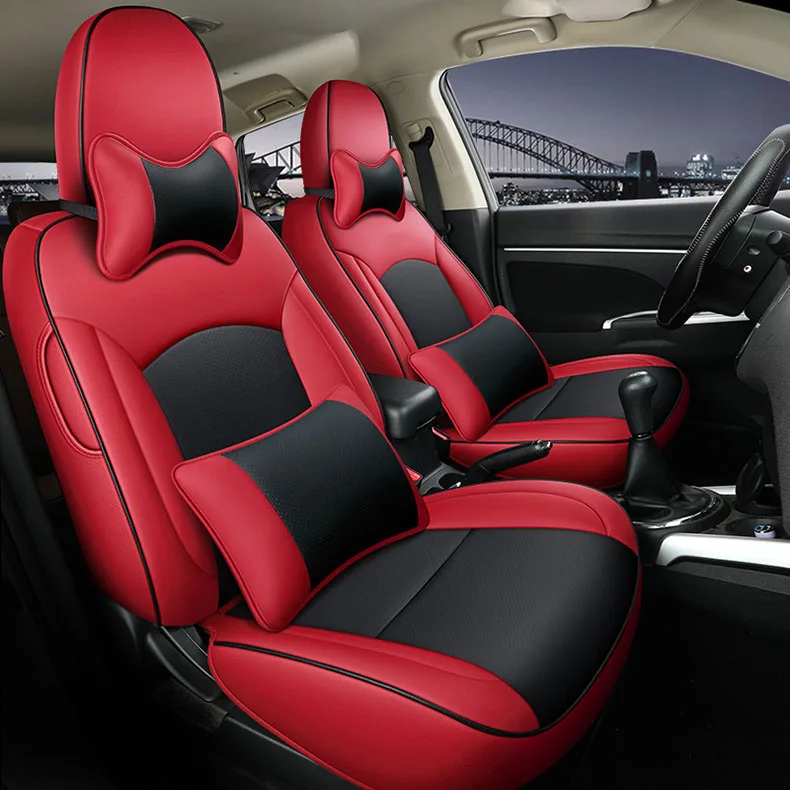 Чехлы для автомобильных сидений кожаные для mitsubishi ASX автомобильные чехлы для сидений для автомобилей наклейки на машины аксессуары автостайлинг