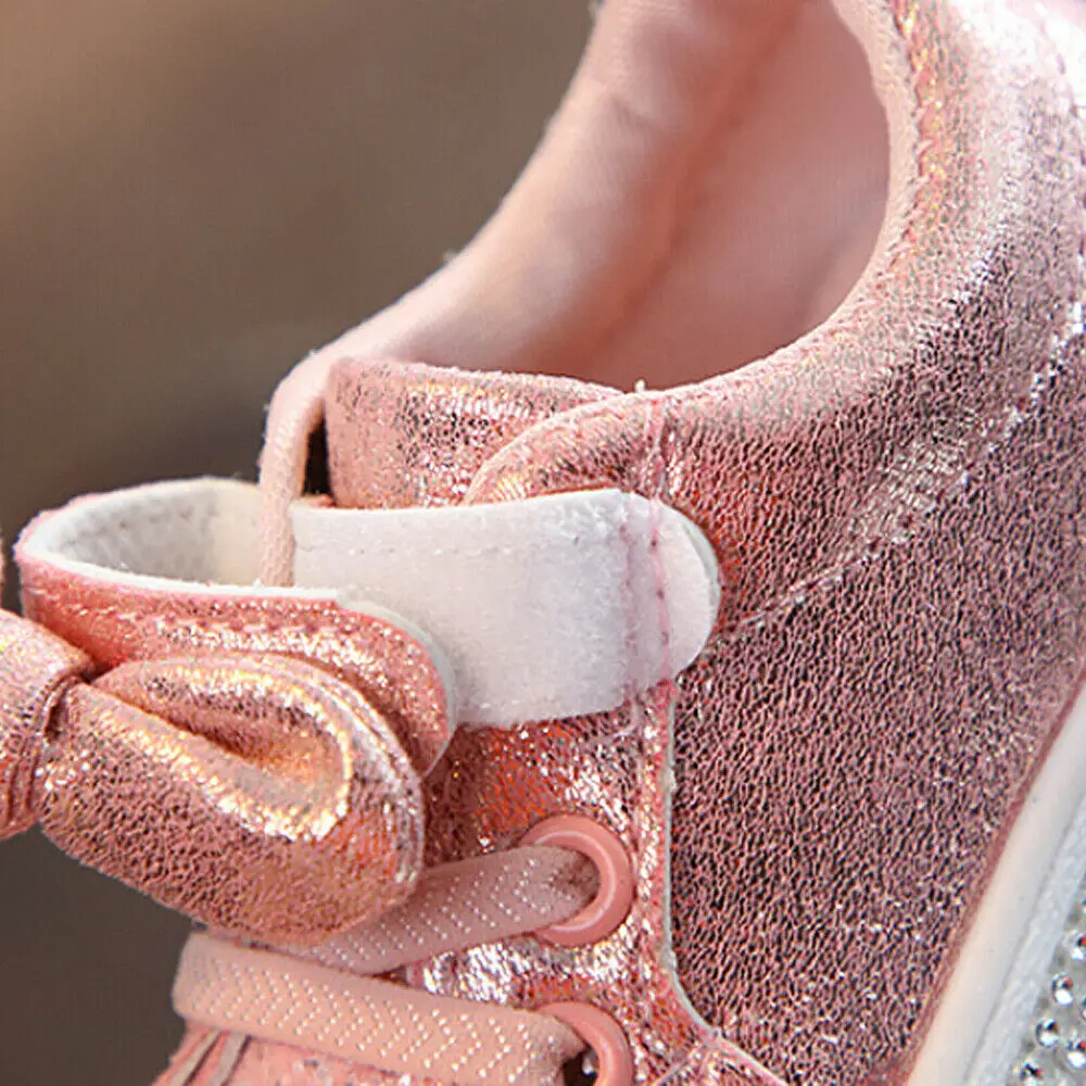 Toddler Girls' Glitter Bow Crib Shoes 4