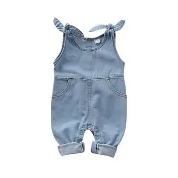

0-18M Newborn Baby Boy Girl Rompers Outfit Sleeveless Blue Denim Jumpsuit Romper Overall Outfits 0-18M