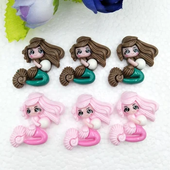 

10pcs/lot new kawaii flatback resin Unicorn Mermaid princess cabochons accessories simulated polymer clay cartoon princess girls