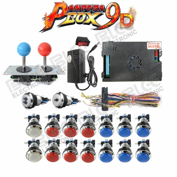 

2 Player Original Pandora Box 9D Kit Copy SANWA Joystick,Chrome LED Push Button for DIY Arcade Machine Home Cabinet with Manual