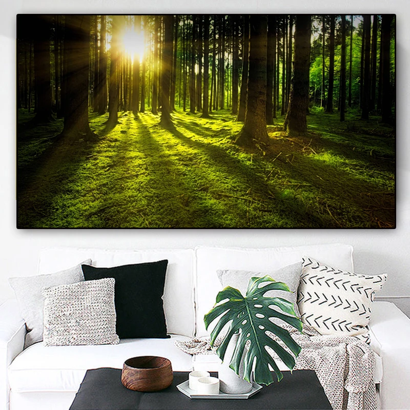 

Landscape Print Forest and Tree Silhouette Canvas Painting Modern Wall Pictures for Living Room Cuadros Home Decorative Picture