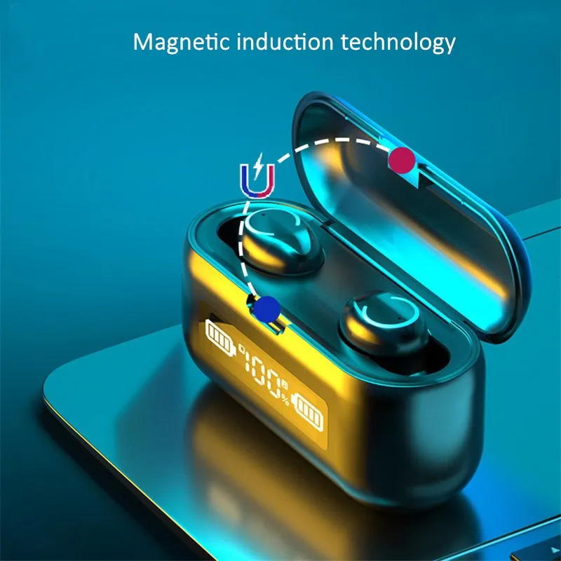 Oringinal F9 V5 0 Bluetooth 5 0 Earphones TWS Fingerprint Touch Headset HiFI Stereo In ear Earbuds Wireless Earphones for Sport