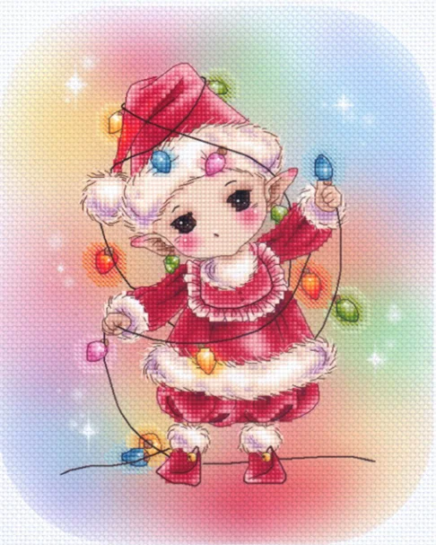 

FF MM Mouse avatar Counted Cross Stitch Kit Cross stitch RS cotton with cross stitch Christmas Lantern Elf